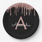 Rose Gold Glitter Monogramme Anniversaire Noir
