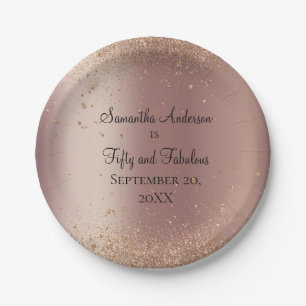 Assiettes En Carton Rose Gold Parties scintillant 50 et Fabulous Birth