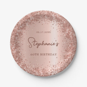 Assiettes En Carton Rose Gold Parties scintillant Foil 60e anniversair
