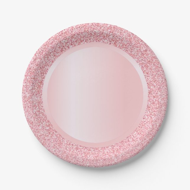 Assiettes En Carton Rose Gold Parties scintillant moderne rose Modèle  (Devant)