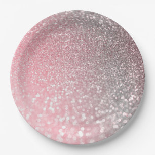 Assiettes En Carton Rose Gold Pink Sparkle Luxury Parties scintillant