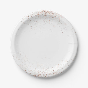 Assiettes En Carton Rose Gold Rose Glamour Moderne Chic Mariage