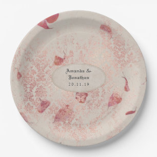 Assiettes En Carton Rose Gold Shabby-Chic Mariage