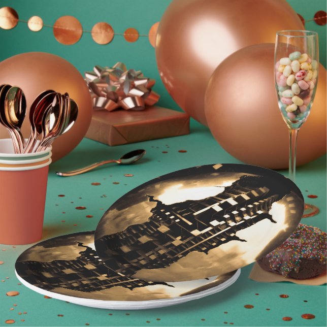 Assiettes En Carton Rose Gold Steampunk (Multi)