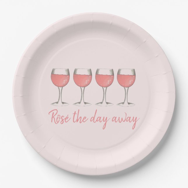 Assiettes En Carton Rosé Le Jour D'Ailleurs Vin Rose Verre (Devant)