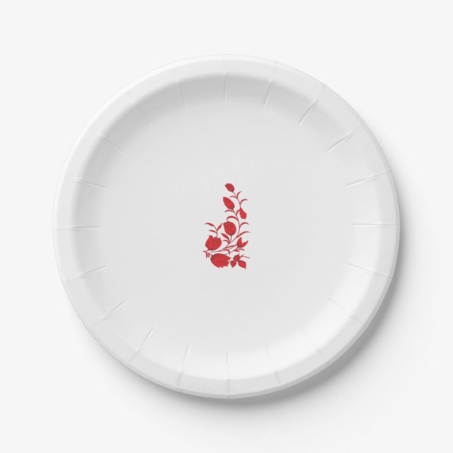 Assiettes En Carton Rose Madder, design floral Thunderbird (Devant)