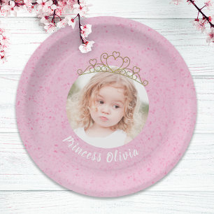 Assiettes En Carton Rose mignonne photo anniversaire Princesse Tiara S