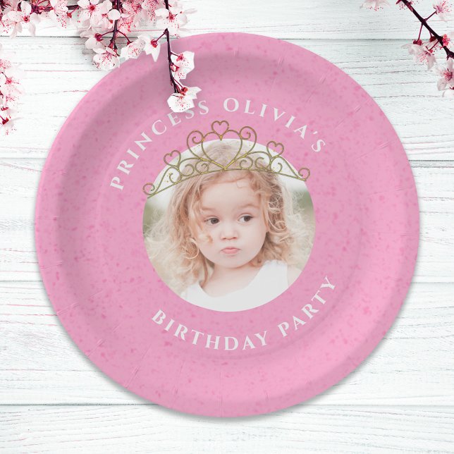 Assiettes En Carton Rose mignonne photo anniversaire Princesse Tiara S (Créateur téléchargé)