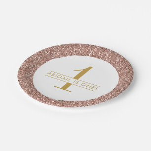 Assiettes En Carton Rose or rose Parties scintillant étincelle Monogra
