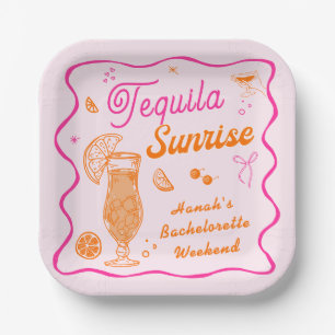 Assiettes En Carton Rose Orange Tequila Sunrise Enterrement de vie de