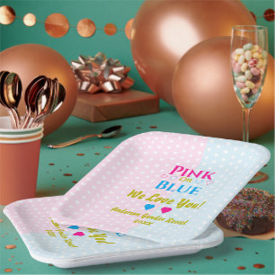 Assiettes En Carton Rose Ou Bleu, On T'Aime ! Révélation de genre