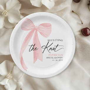 Assiettes En Carton Rose Pâle Nœud Elle Attache le Nœud Réception de M