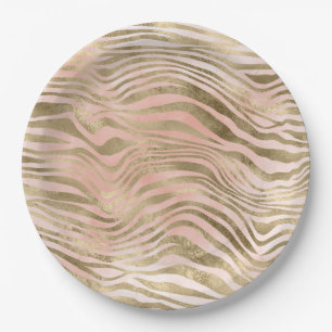 Assiettes En Carton Rose rose Blush Gold Zebra Poster de animal   