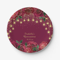 Rose Rouge Étoile Dorée Guirlande Lumineuse Étoile