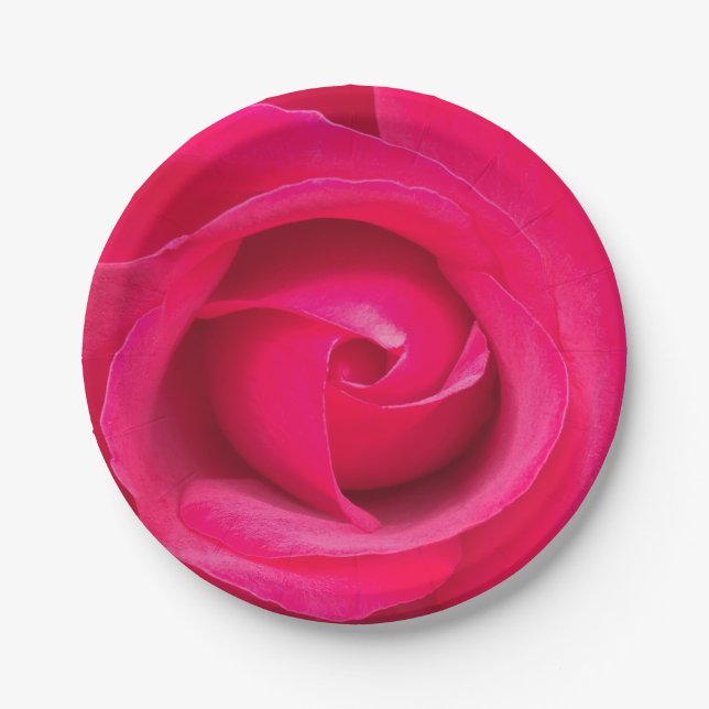 Assiettes En Carton Rose rouge romantique (Devant)
