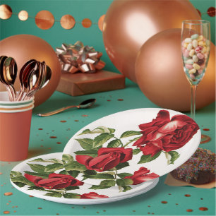 Assiettes En Carton rose rouge vintage