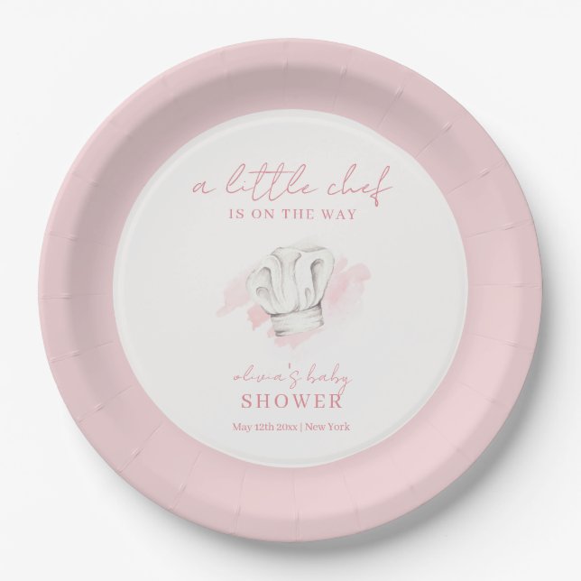 Assiettes En Carton Rose Simple Moderne Petit Chef Baby shower (Devant)