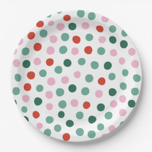 Assiettes En Carton Rose, vert et rouge Moderne Noël amusant