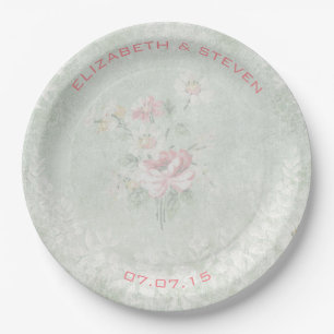 Assiettes En Carton Roses défraîchi Shabby Vintage Mariage de design