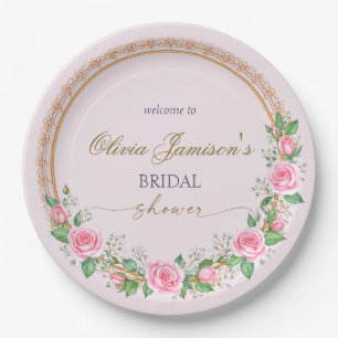 Assiettes En Carton Roses et bébé's Breath Bridal Wreath Bienvenue