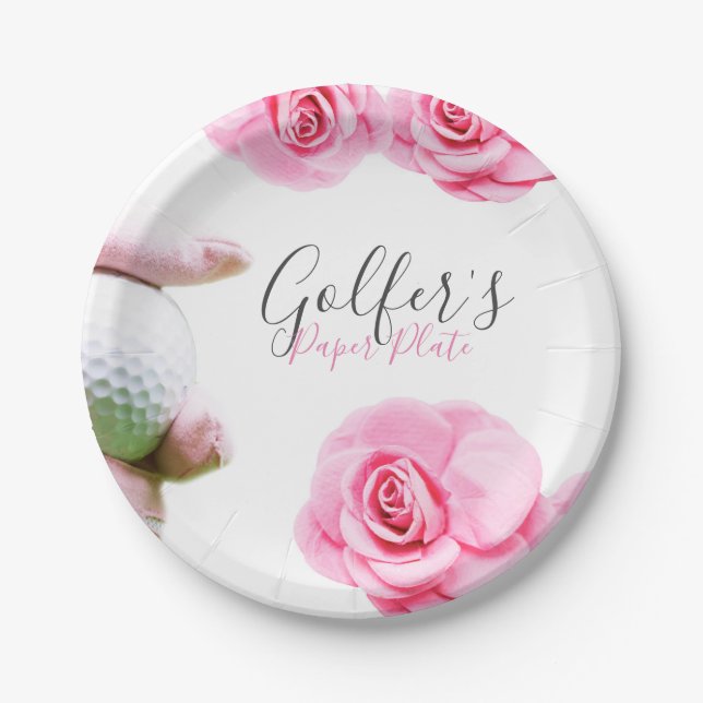 Assiettes En Carton Roses roses roses et main tient la balle de golf P (Devant)