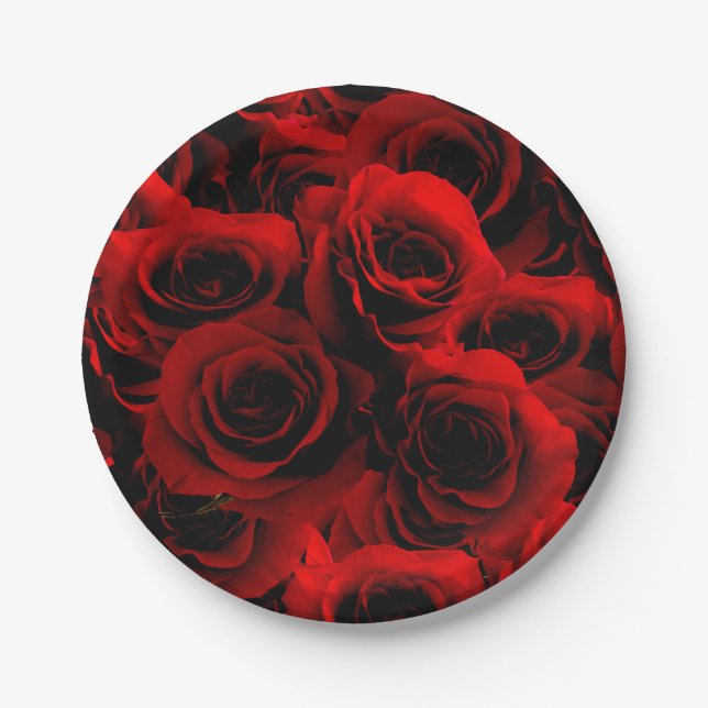 Assiettes En Carton Roses rouge foncé pour vous (Devant)
