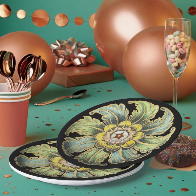 Assiettes En Carton Rosette architecturale antique n° 1 (Multi)