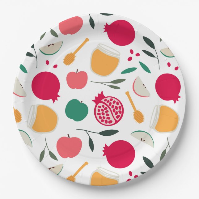 Assiettes En Carton Rosh Hashanah (Devant)