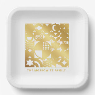 Assiettes En Carton Rosh Hashanah Plaque de nouvel an juive moderne