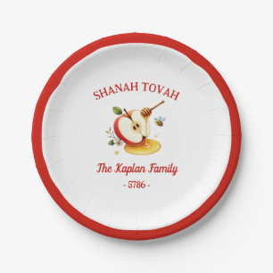 Assiettes En Carton Rosh Hashanah Shanah Tovah Apple Honey Famille