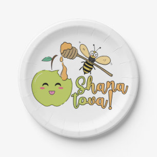 Assiettes En Carton Rosh Hashanah Shava tova décoration