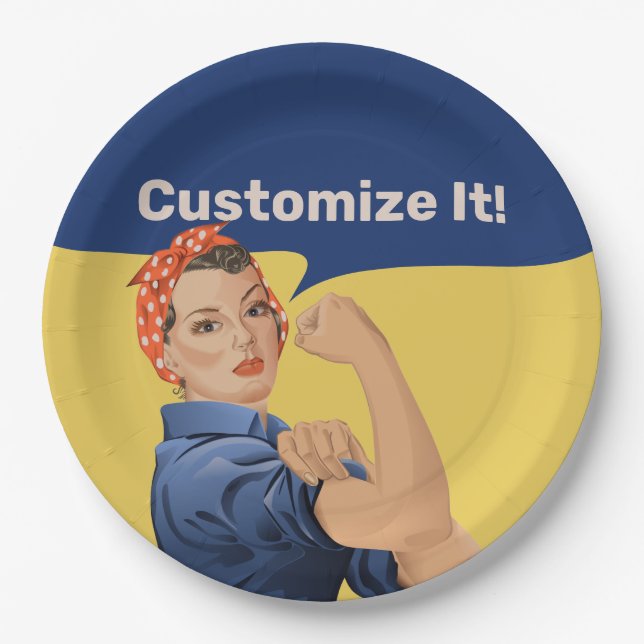 Assiettes En Carton Rosie the Riveter (Devant)