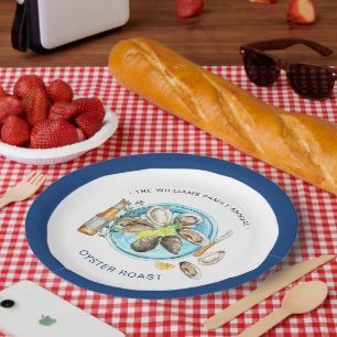 Assiettes En Carton Rôtissage d'huîtres d'été Cuisson en extérieur d