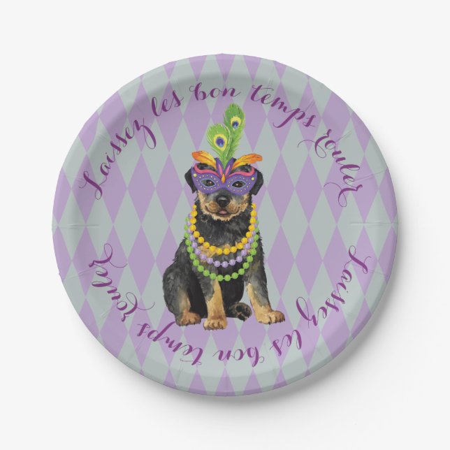Assiettes En Carton Rottweiler de mardi gras (Devant)
