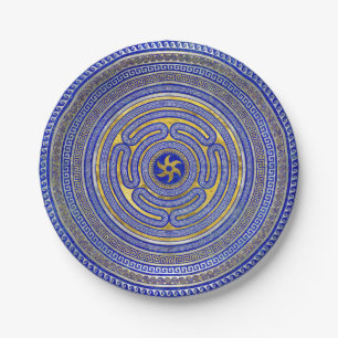 Assiettes En Carton Roue de l'ornement clé grecque Hecate