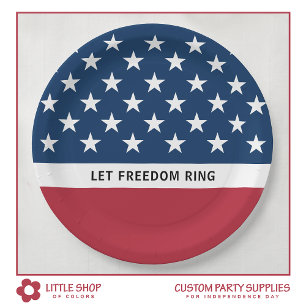 Assiettes En Carton Rouge Blanc Bleu Américain Drapeau Étoiles Frappes