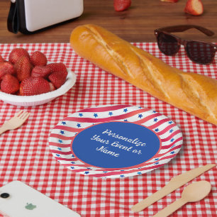 Assiettes En Carton Rouge Blanc Bleu Étoiles Stripes USA Amérique Patr
