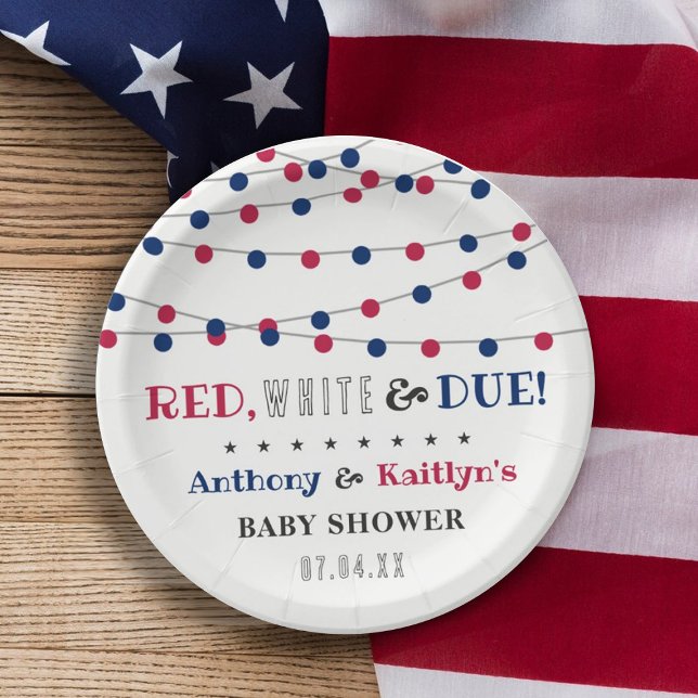 Assiettes En Carton Rouge, Blanc & Due ! baby shower 4 juillet (Créateur téléchargé)