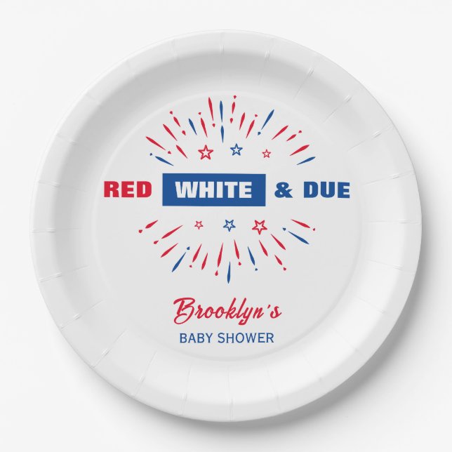 Assiettes En Carton Rouge Blanc Et Dû 4 Juillet Baby shower Patriotiqu (Devant)