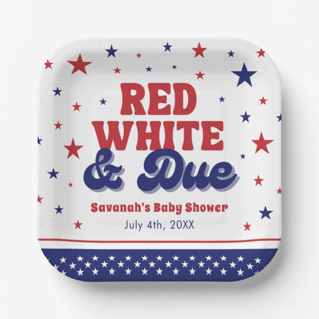 Assiettes En Carton Rouge, blanc et plein 4 juillet Baby shower patrio (Recto)