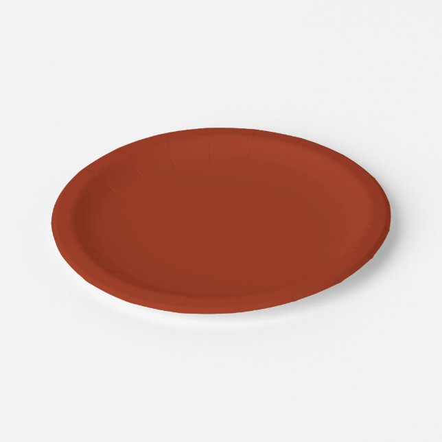 Assiettes En Carton Rouge brûlé - (couleur solide)  (Angle)