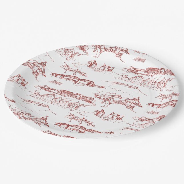 Assiettes En Carton Rouge et blanc de Chattanooga Toile (Angle)