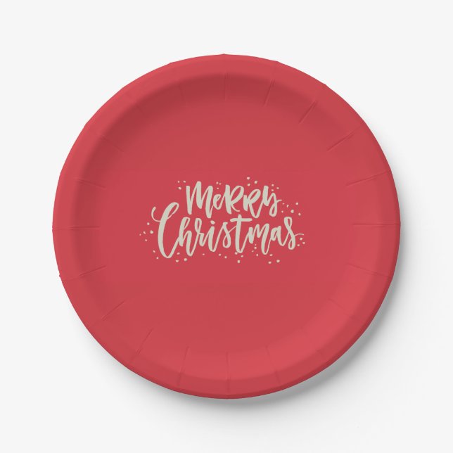 Assiettes En Carton Rouge et plaques à papier de Joyeux Noël d'or (Devant)