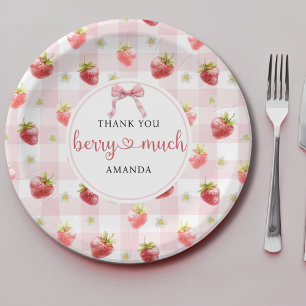 Assiettes En Carton Rouge Fraise Rose Carreaux Merci Beaucoup