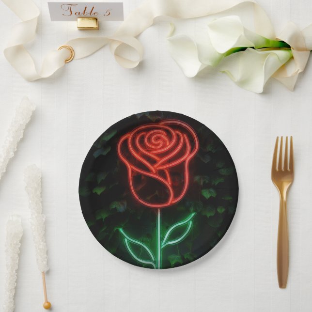 Assiettes En Carton Rouge Neon Lumière Rose Ivy Sweet 16 16e (Mariage)