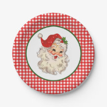 Rouge Vintage Retro Père Noël avec Red Plaid