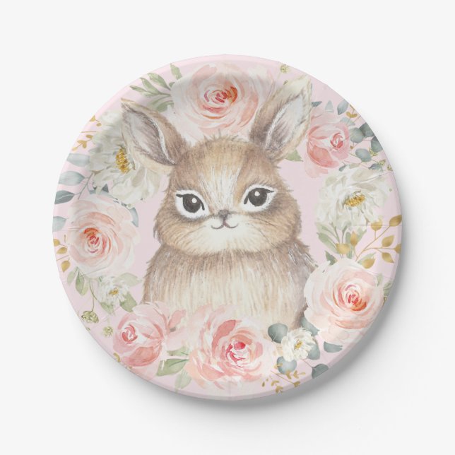 Assiettes En Carton Rougissent l'anniversaire floral de baby shower de (Devant)