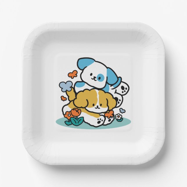 Assiettes En Carton Rouler En Mai Comme De Joyeux Pups - Mignonne Chie (Recto)
