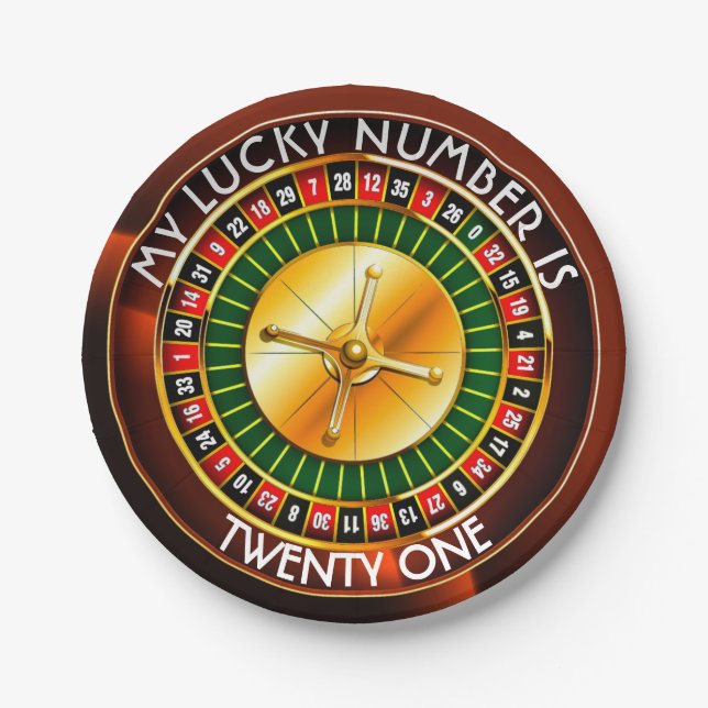 Assiettes En Carton Roulette De Casino Avec Votre Numéro Chanceux (Devant)