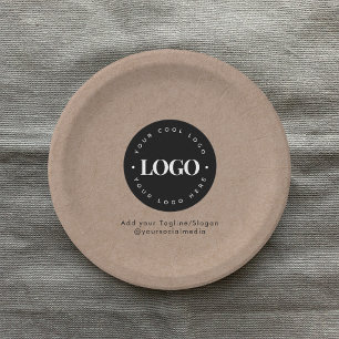 Assiettes En Carton Round Circle Custom Company Logo Rustique Kraft